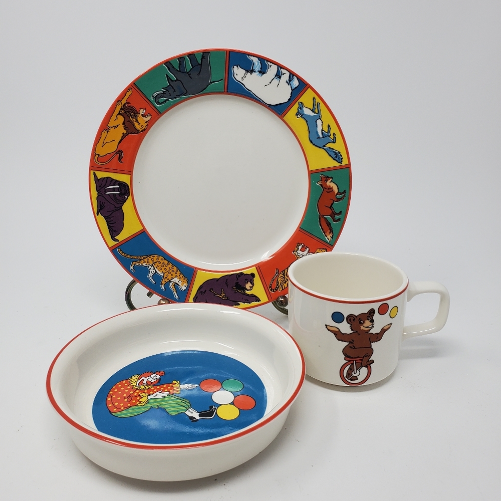 VTG Nabisco Barnum's Animals Child Dish Set - Plate, Bowl, Mug